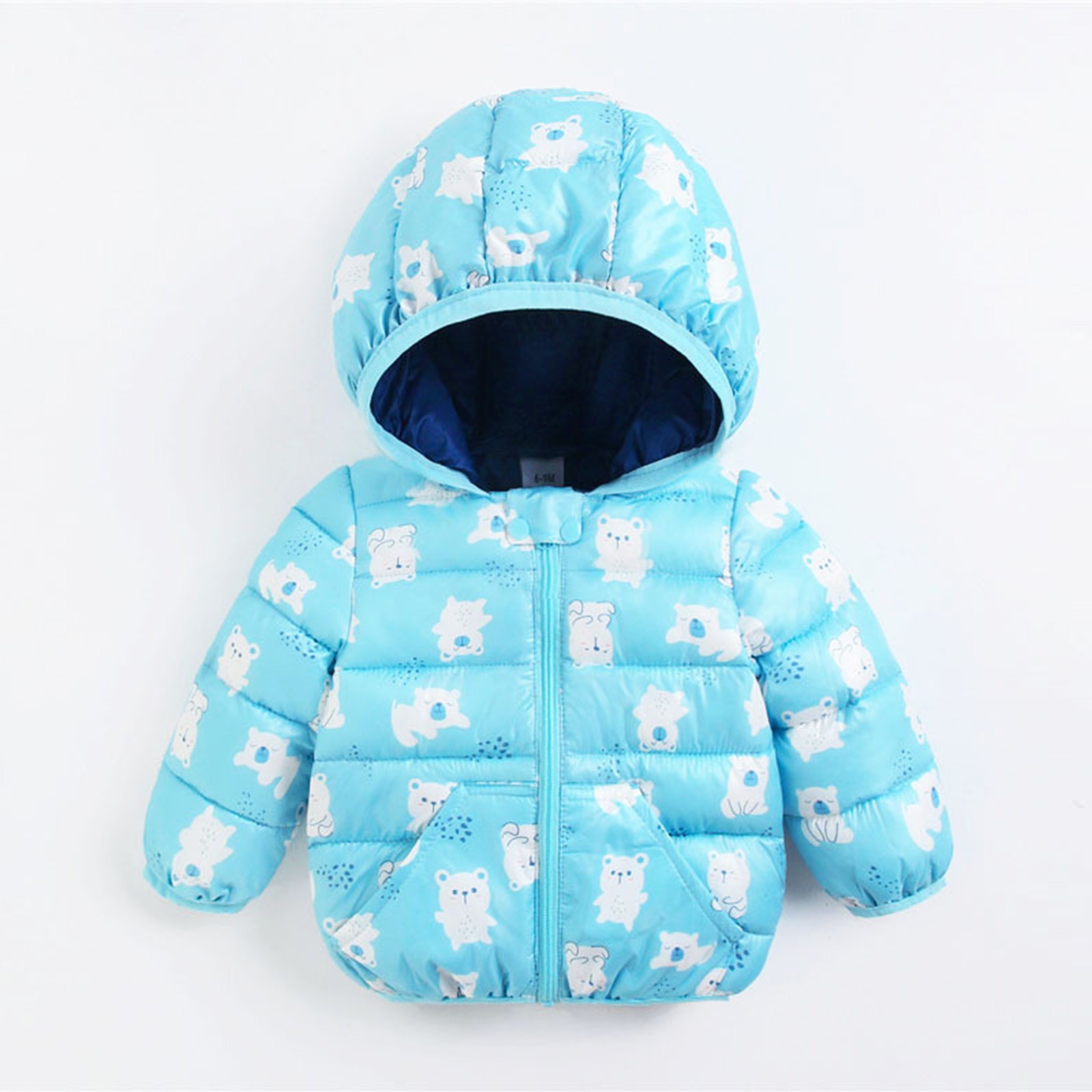 Cartoon Dinosaur Flower Print Hooded Cotton Down Jacket Baby Winter Cartoon Windproof Coat Hooded Warm Outerwear Jacket Freeship