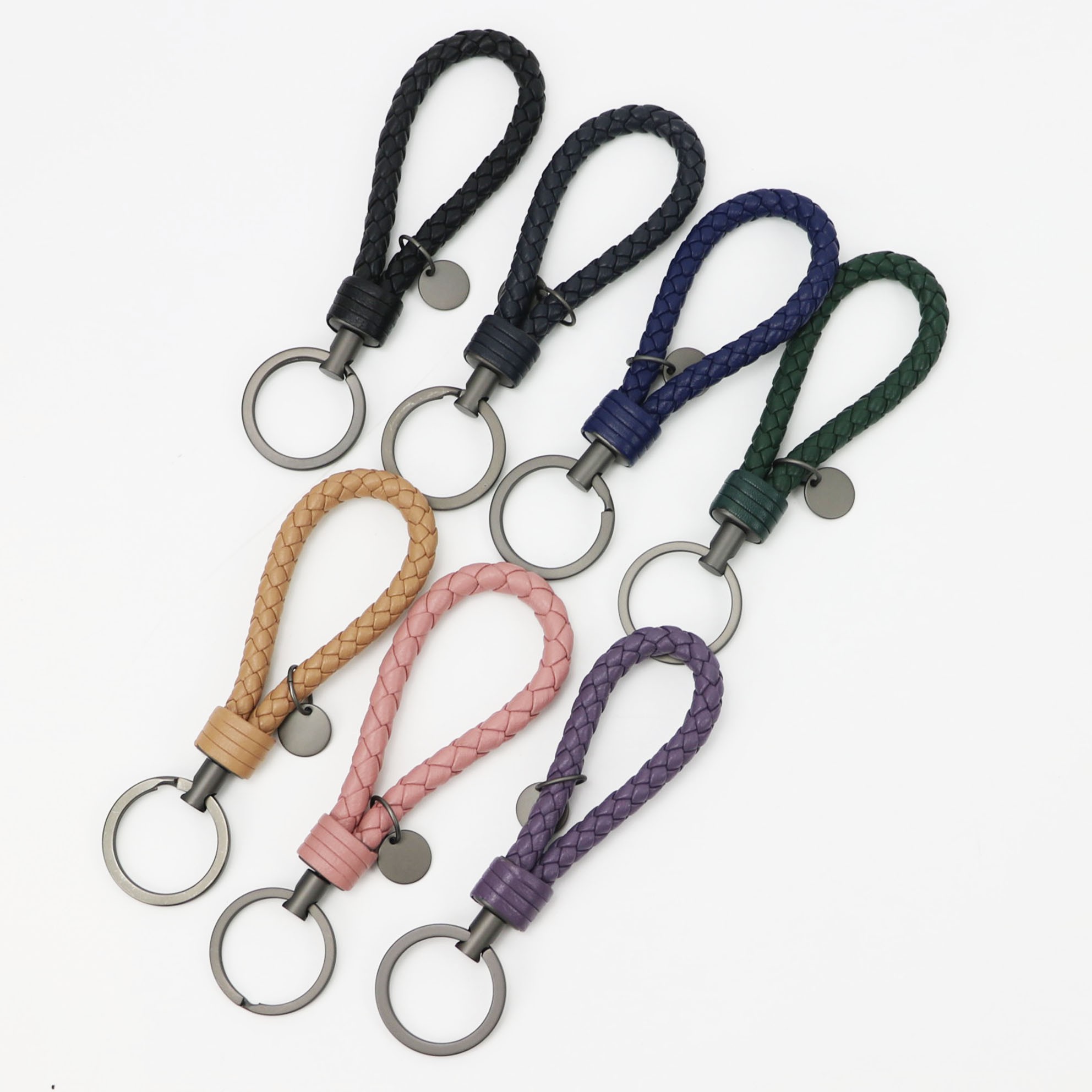 New Fashion Sheepskin Key Chain for Car Keys Clip Ring Women Weave Leather Key Holder Organizer Top Quality Men's Key Ring