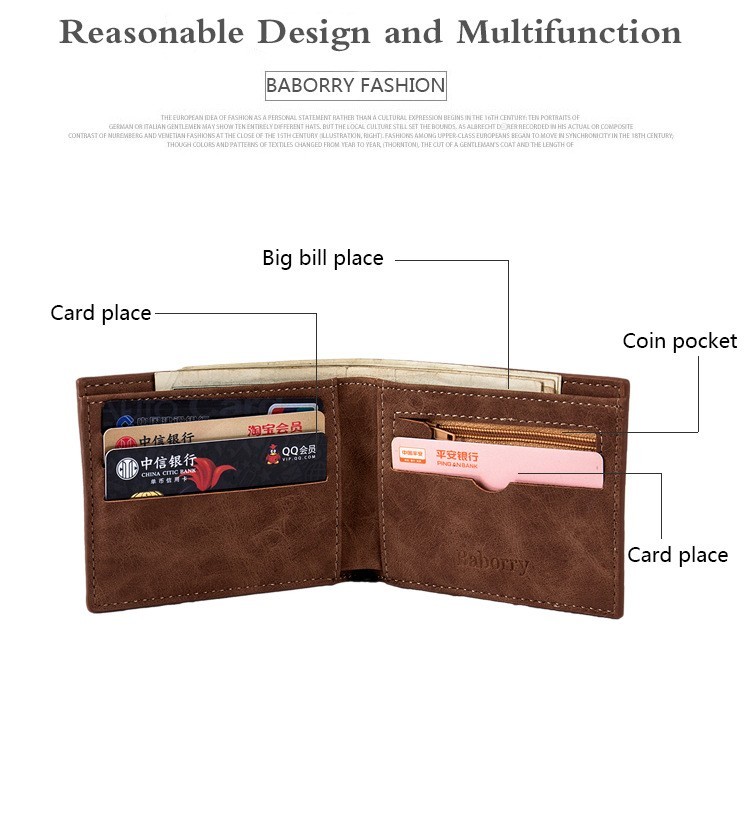 Men's PU Leather Short Wallet Multifunction Wallet Men Zipper Coin Purse Small Money Clip Wallet