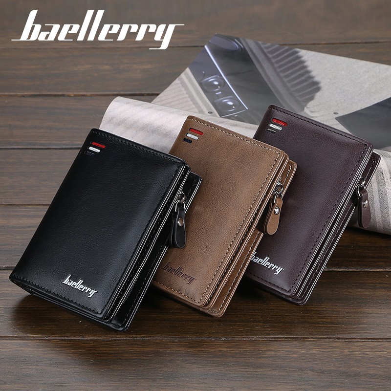 New Men Wallets New Fashion Card Wallet Multifunction Leather Mini Wallet For Male Zipper Wallet With Coin Pocket