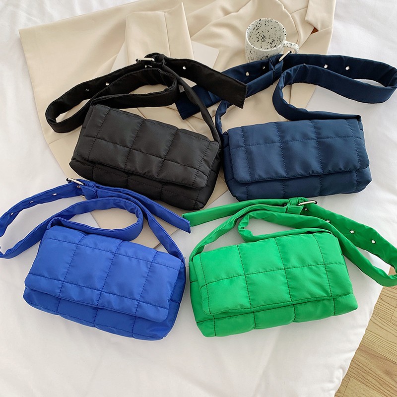 Solid Color Nylon Cloth Shoulder Crossbody Square Bags for Women 2022 Women Designer Small Flap Handbag Female Messenger Bag