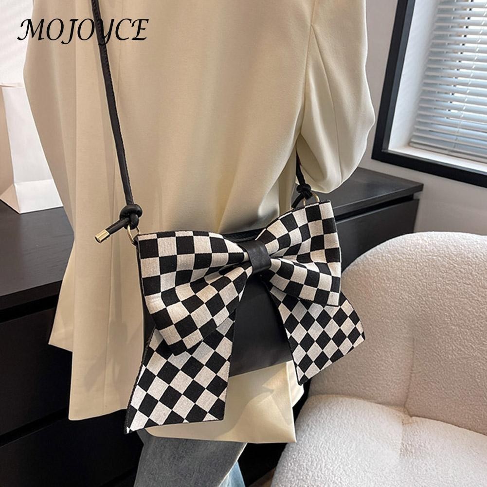 Women Shoulder Bags Fashion Shoulder Messenger Crossbody Bag Big Bowknot PU Leather Small Square Bag Travel Clutch