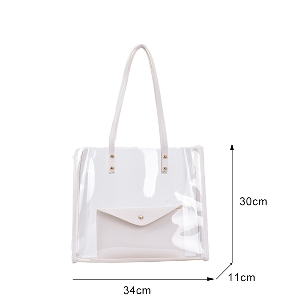 Spring Summer Transparent PVC Fashion Women Shoulder Shopping Bags Composite Handbags Solid Casual Large Capacity Ladies Handbags