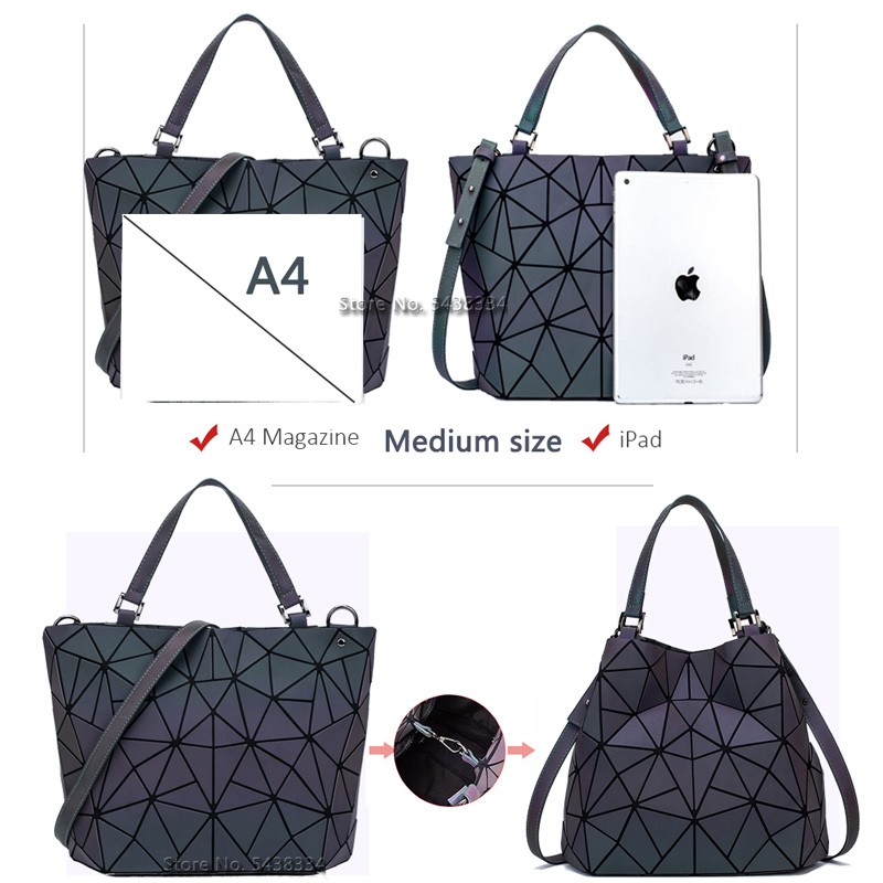 Women Bags Luxury Geometric Shoulder Bag Set Folding Tote Crossbody Bag Female Handbag For Ladies Luminous Bao Geometric Bag