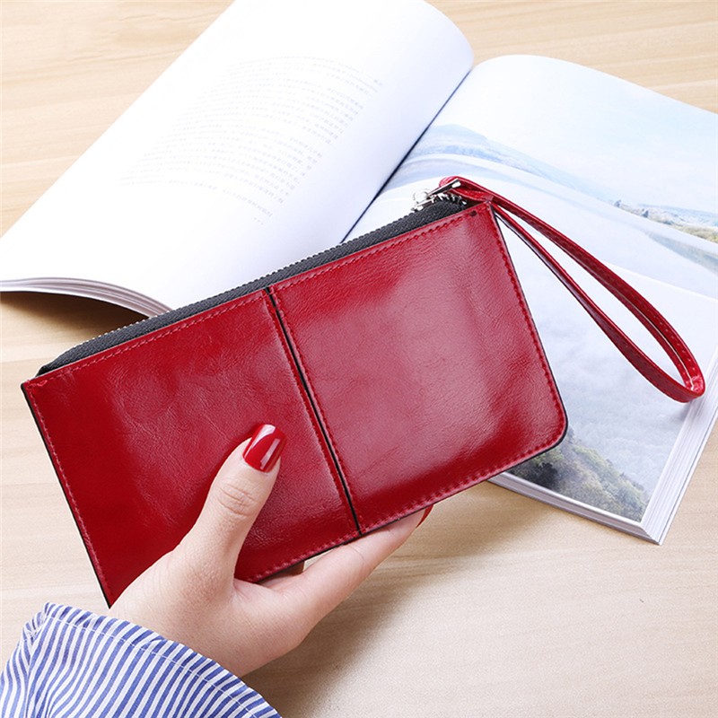 New Fashion Women Office Lady PU Leather Long Wallet Clutch Zipper Business Bag Wallet Card Holder Large Capacity Wallet