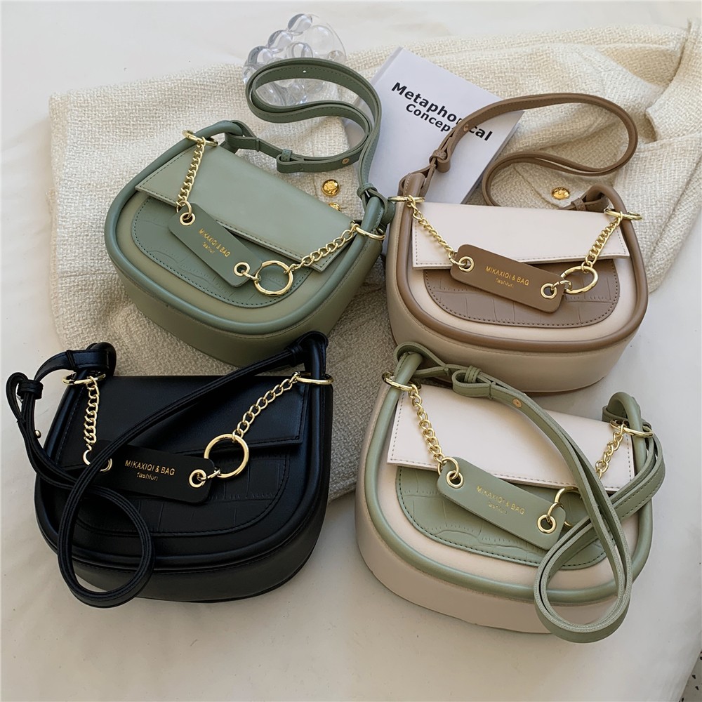 Burminsa Small Saddle Shoulder Crossbody Bags for Women Brand Designer Half Circle Flap Armpit Soft Ladies Handbags Spring 2022