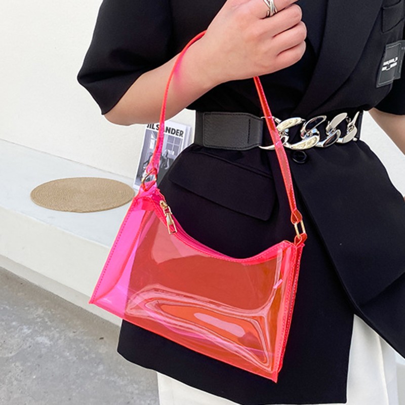 Summer Fashion Transparent Clear Jelly Handbag Shoulder Bags For Women Elegant Evening Bag Ladies Underarm Bag 2022