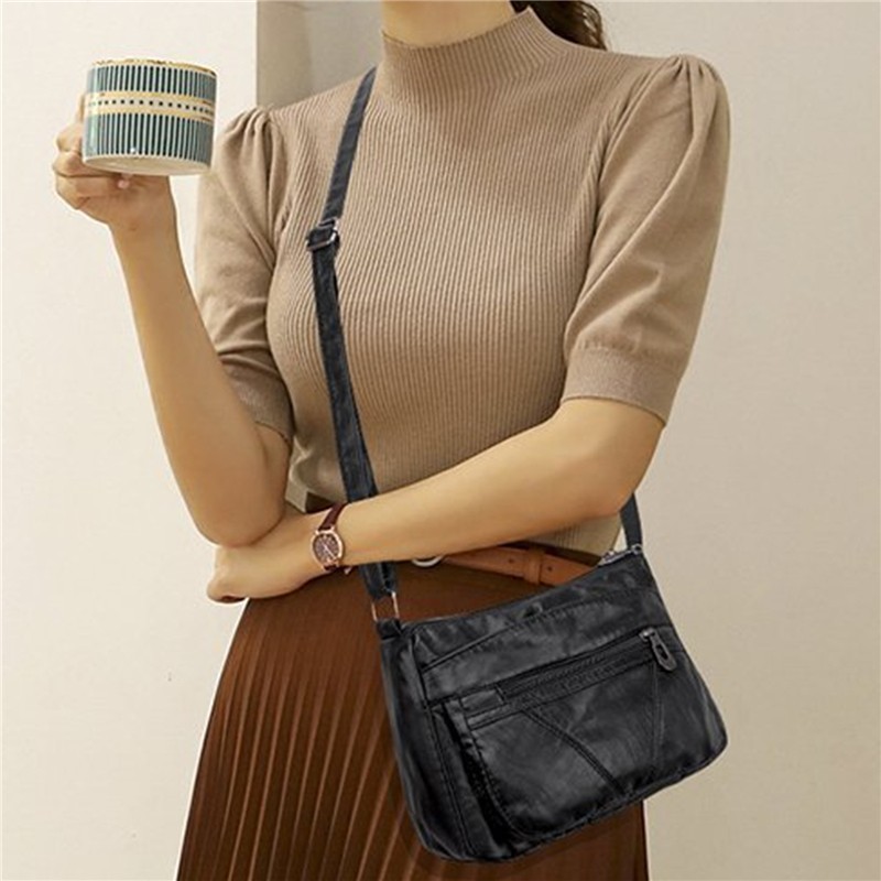 High Quality Women's Soft PU Leather Shoulder Bags For Women Multilayer Classic Crossbody Bag Handbags Purses