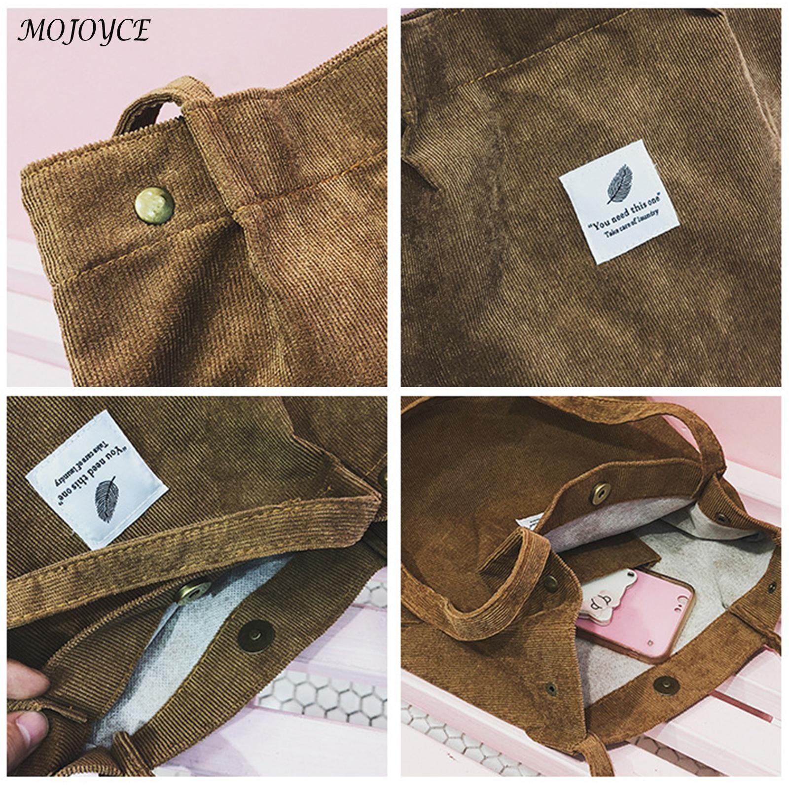 Bags for Women Corduroy Shoulder Bag Reusable Shopping Bags Casual Tote Handbag Female Handbag Grocery Shopping Pouch