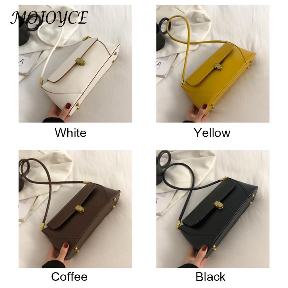 Women Retro Handbag PU Leather Shoulder Tote Solid Color Underarm Bag Female Casual Armpit Small Clutch for Women Gifts