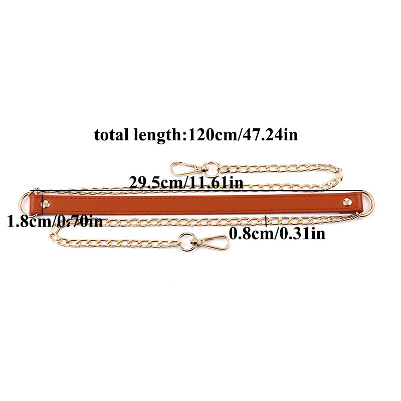 120cm Bag Chain Replacement Metal Chain PU Leather Bag Straps DIY Handbag Handles Shoulder Straps Accessories Bag Handles