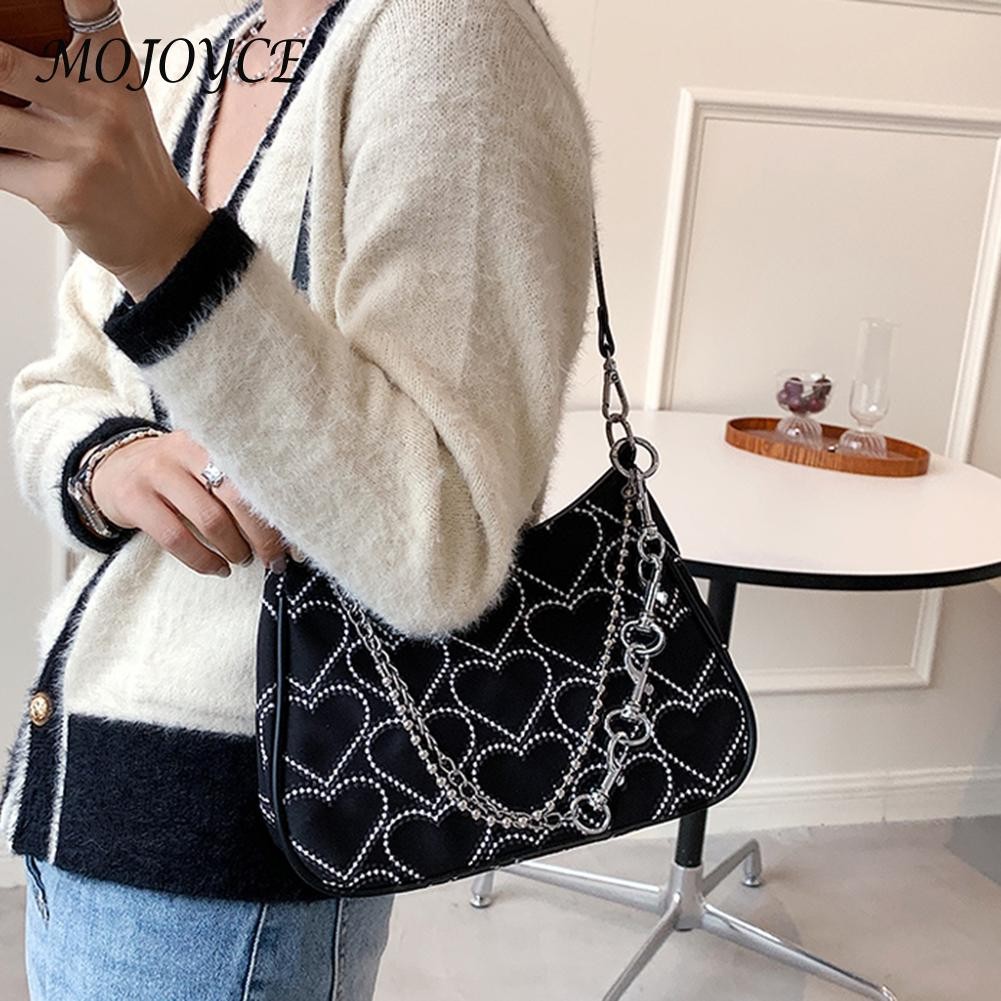 Hearts Women Underarm Bag Fashion Chain Shoulder Bag Handbag Female Casual Tote for Women Girls Birthday Gift