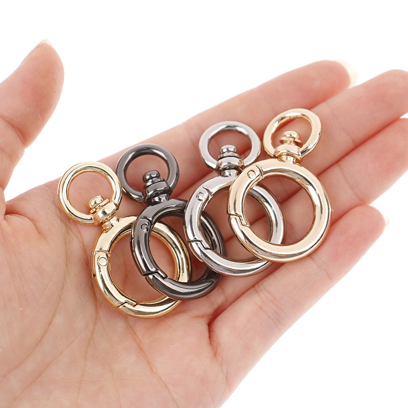 4pcs Open Circle Snap Hook Spring Gate O Ring Trigger Clasps Leather Bag Strap