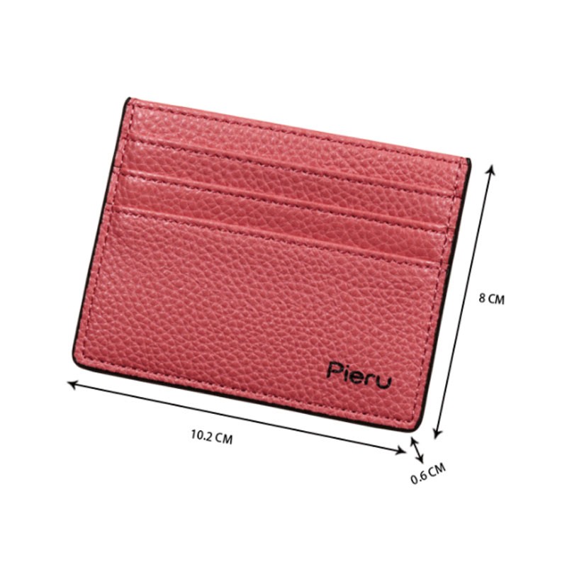 Slim Ultra-thin Wallet PU Leather Bank Credit Card Holder Short Coin Purse Black Oil Edge Card Bag Lychee Pattern Cash Clip