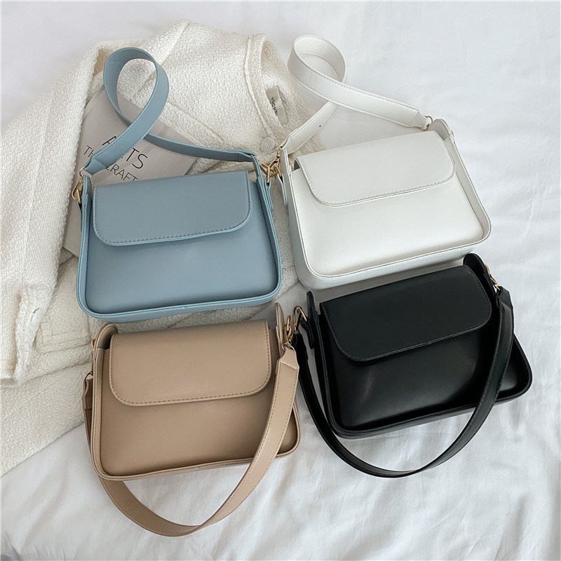 DIGERUI 2022 Fashion Women Shoulder Bag Soft PU Leather Underarm Female Bags Solid Color Small Square Box Wide Strap Handbag