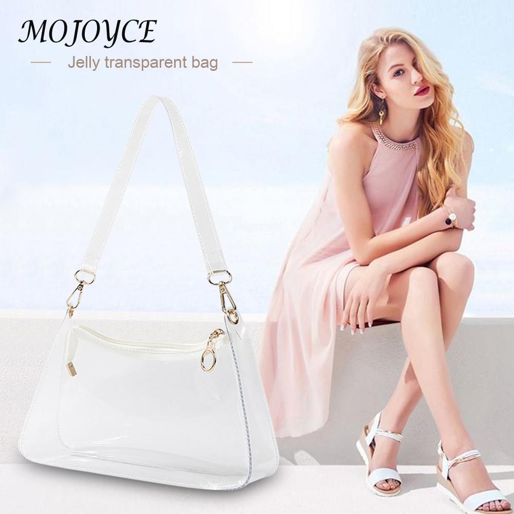 Ladies PVC Transparent Bag Fashion All-Match Messenger Bag Women Travel Handbag for Ladies Women Outdoor Shopping