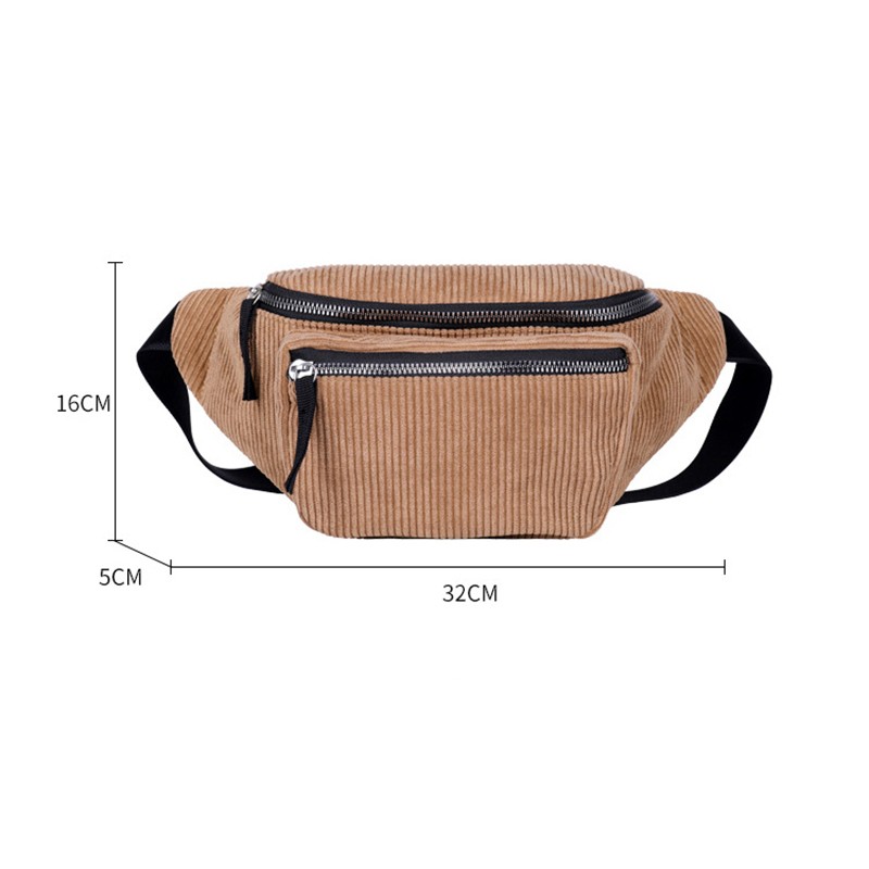 Ladies Designer Canvas Fanny Pack Fashion Street Money Banana Phone Chest Bag Bum Belt Bags Women Corduroy Waist