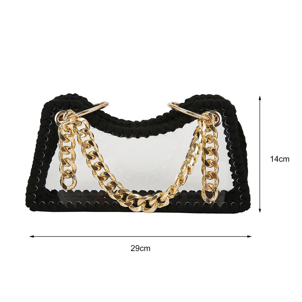 Women Hand Woven Bags Summer Clear Waterproof Chain Shoulder Crossbody Bag Female Trend Transparent Handbags Messenger Bag