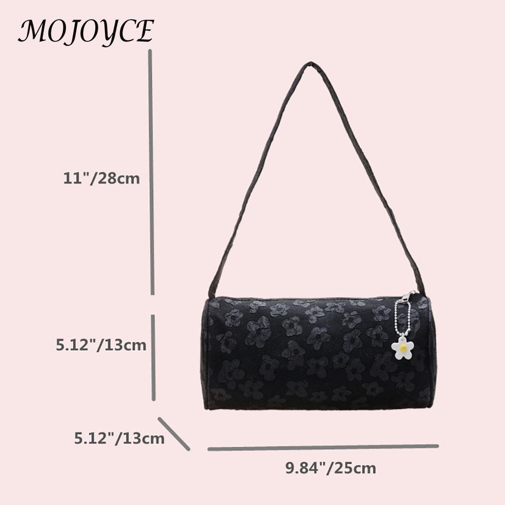 Women Canvas Flower Pattern Underarm Bag Zipper Round Shape Crossbody Bag Women Small Handbag Summer Trend New New Shoulder Bag