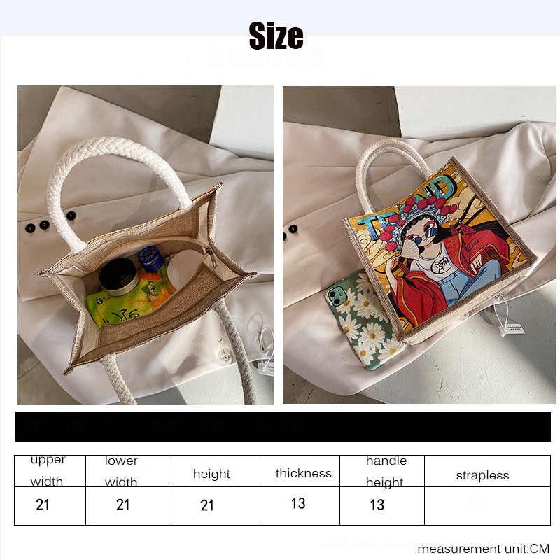 Women's Bag Canvas Bag Peking Opera Personality Creative Handbag Chinese Style Net Red Bento Tote Bag Women Bag Canvas Bag