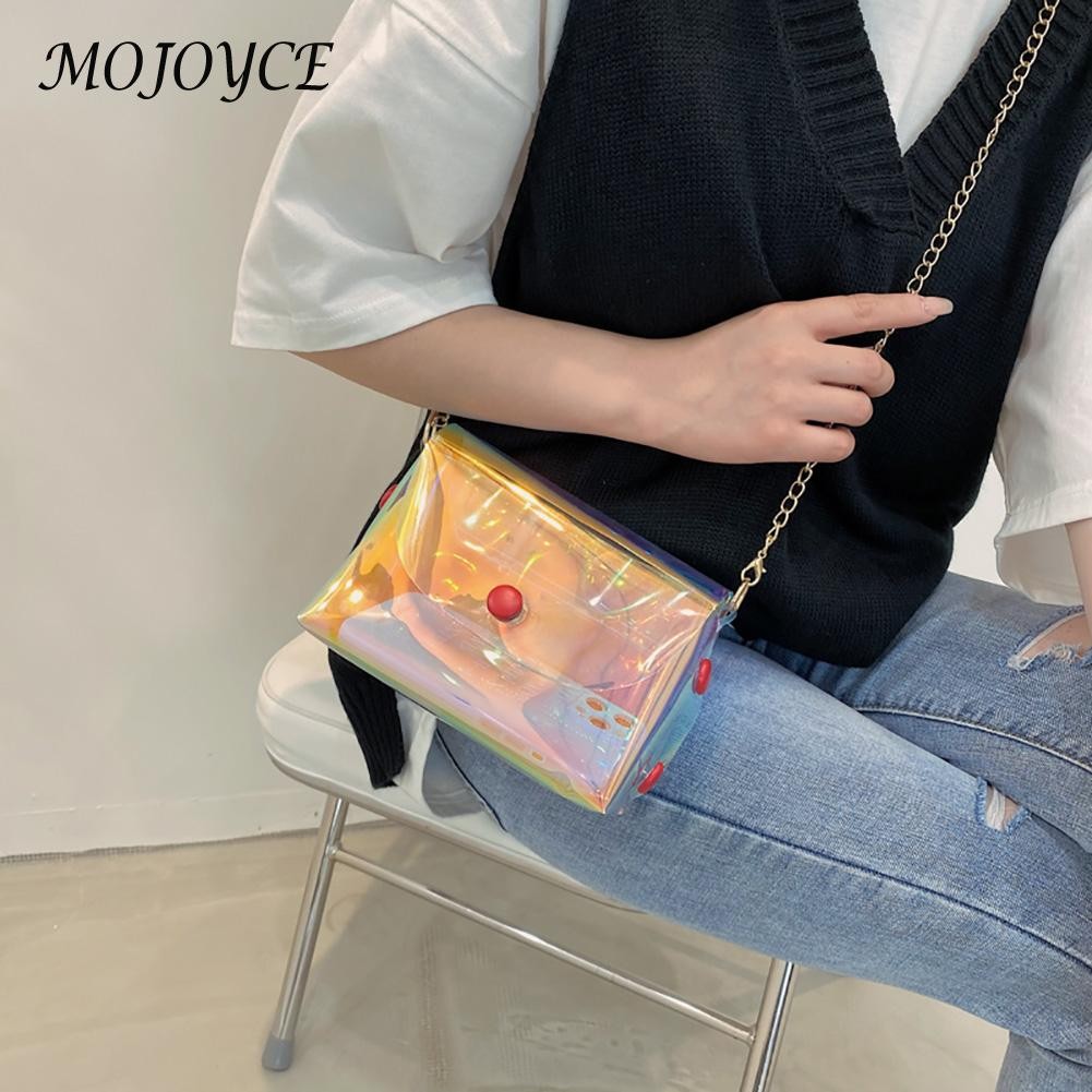 Women's laser crossbody bag PVC transparent waterproof messenger clutch tote bag for women girl outdoor shopping