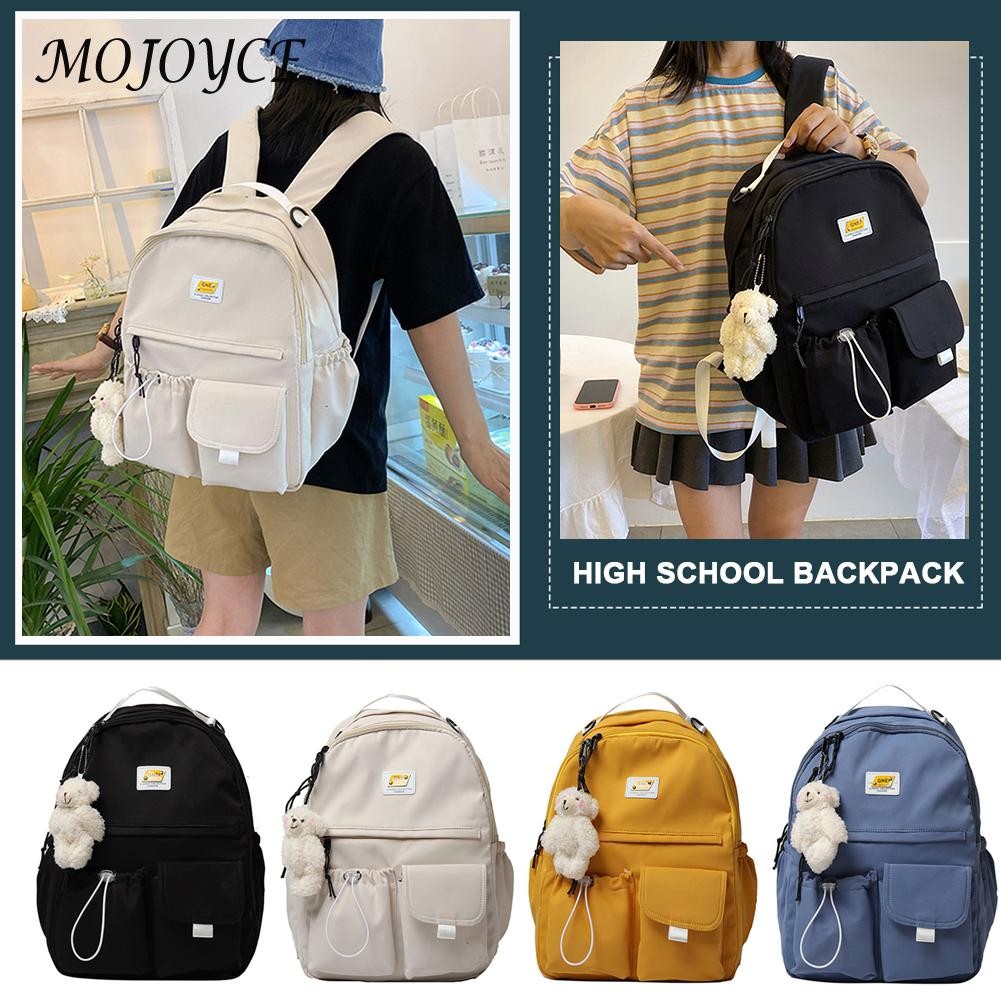 Fashionable single color nylon travel backpack large capacity female student daily shopping travel bag