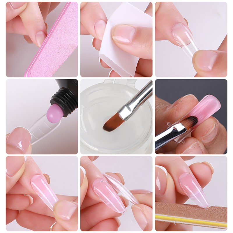 Poly Extension Gel Set 5/2pcs Acrylic Gel Kit Clear Camouflage Color Nail Tip Shape Crystal UV Gel Slice Brush Nail Art Tools