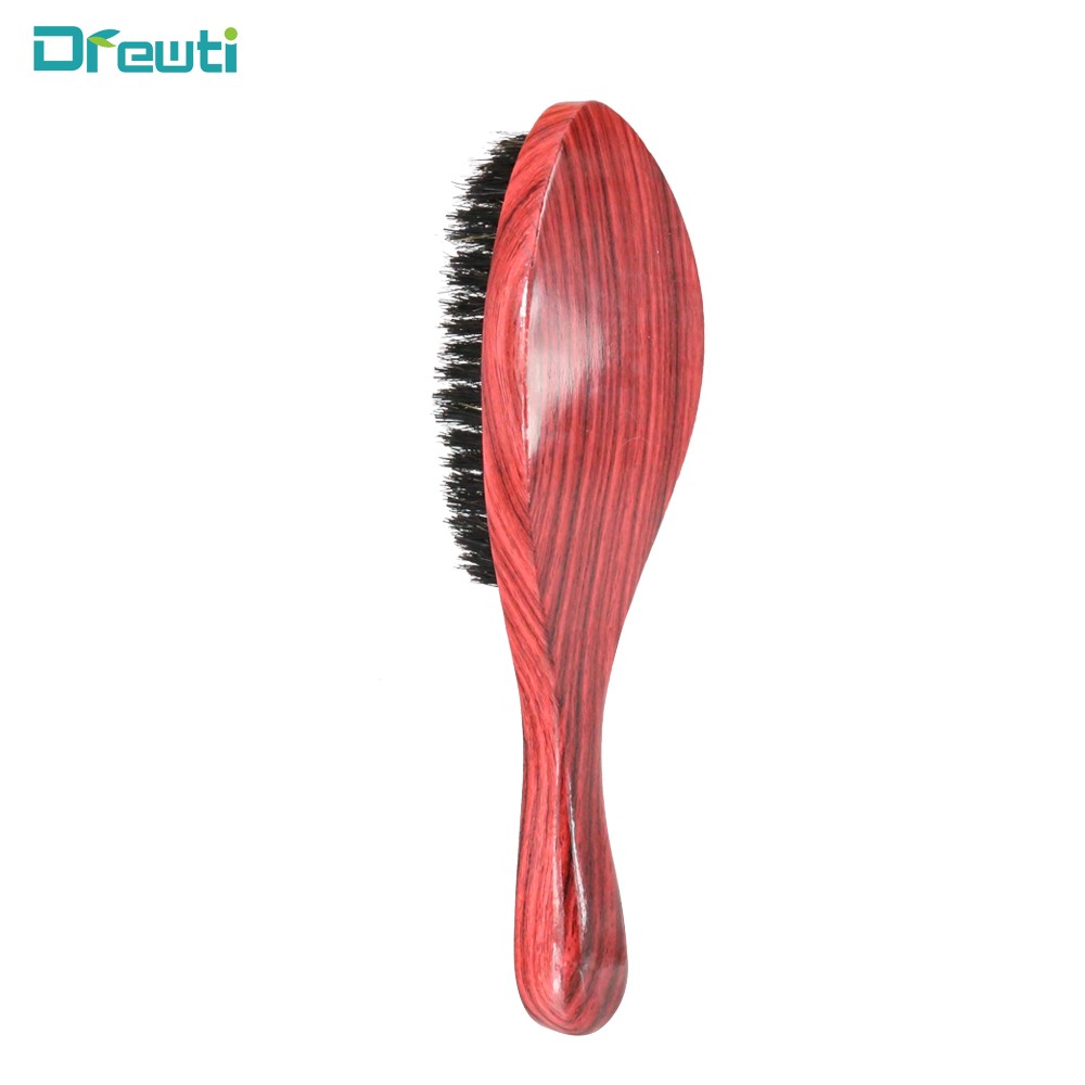 Dreyouti Wave Hard Bristle Boar Hair Brush Wooden Head Curved Palm Combs 360 Man Hairdressing Hair Styling Tools For African