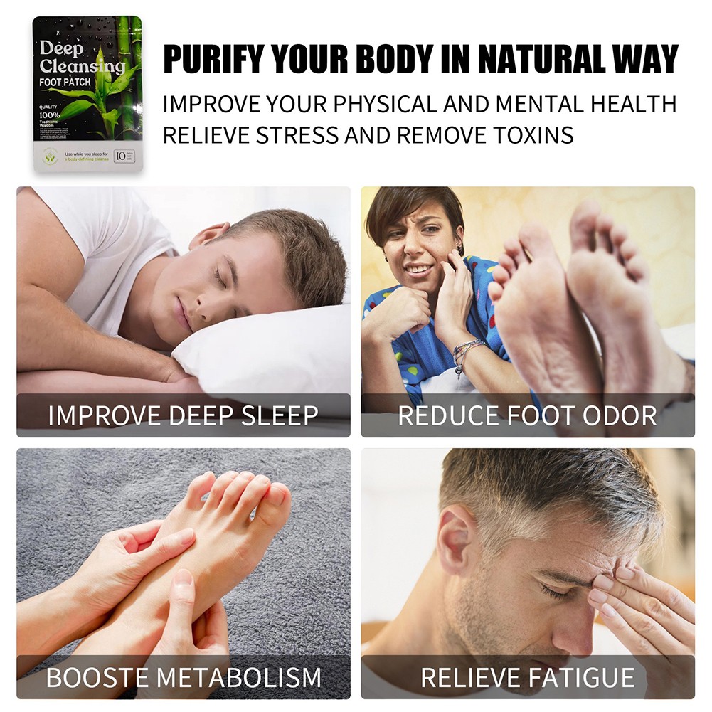 Detox Foot Patches for Stress Relief Deep Sleep Herbal Detox Natural Clean Body Detox Cleansing Herbal Adhesive Health Pads