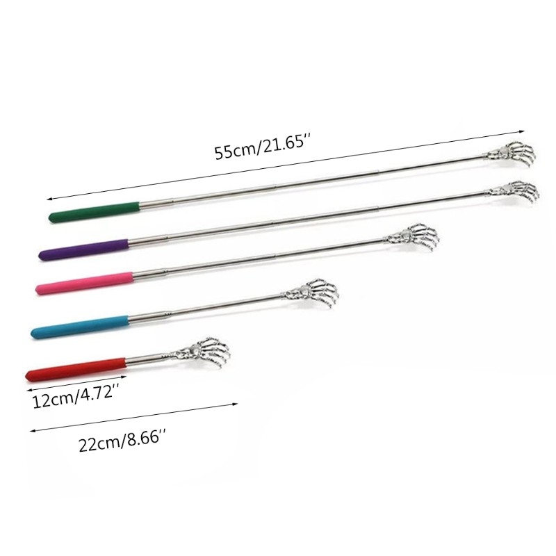 Q1QD Telescopic Back Scratching Extendable Handle, Portable Stainless Steel Hand Massager, Extends From 8.66" to 21.65"