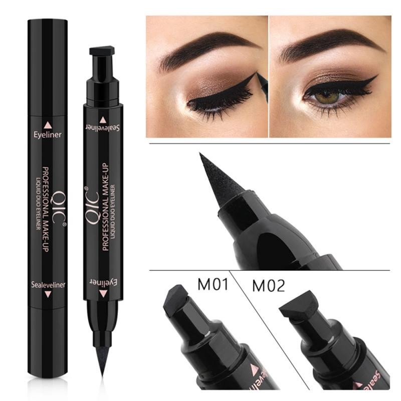 Eyes Makeup Black Double-ended Eye Liner Liquid Pencil Quick Dry Waterproof Black Makeup Stamp Wing Eyeliner Pencil TSLM1