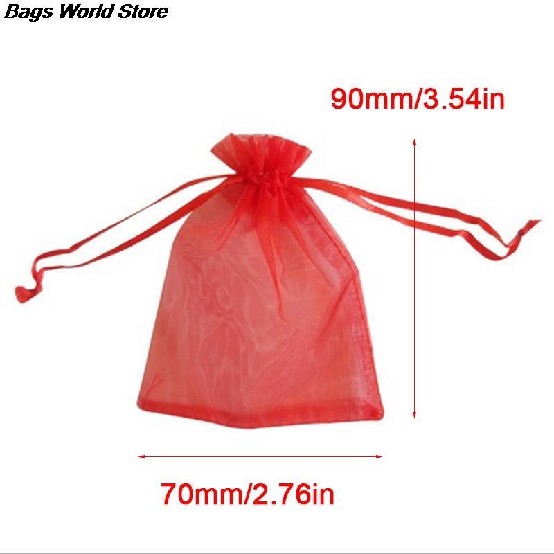 100pcs/lot Organza Jewelry Bag Tulle Drawstring Bag Jewelry Display Packaging Jewelry Pouches Wedding Gift Jewelry Display