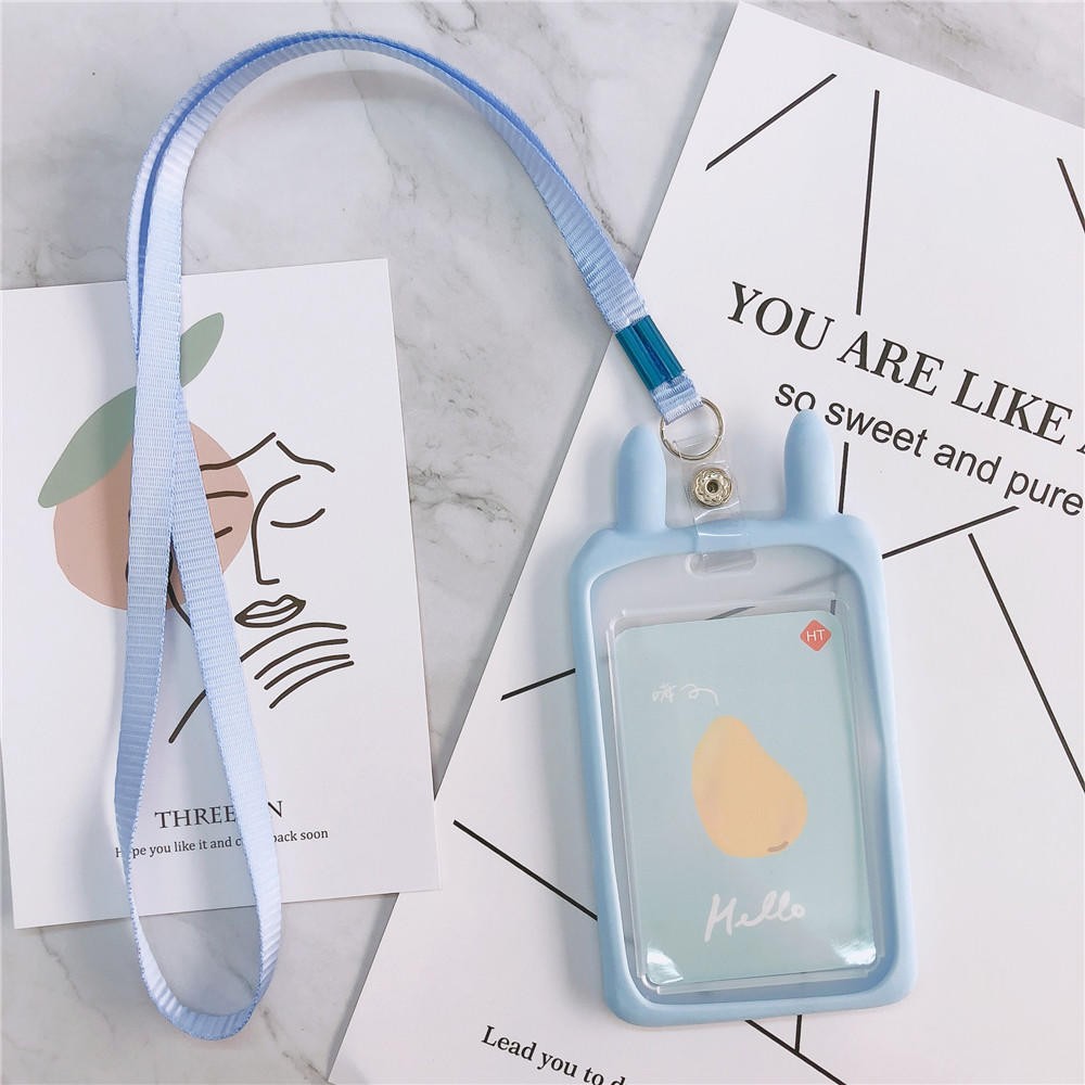 1pc Cute Kitten Rabbit High Quality Credit Card ID Holder Cute Cartoon Silicone Bus Card Case Key Holder Ring Luggage Tag Trinket