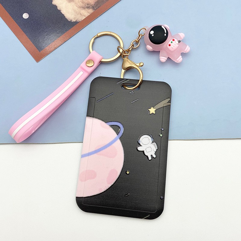 New Cartoon Space ID Credit Bank Card Holder Students Bus Visiting Card Case Door ID Badge Cards Cover for Women Men Pendants