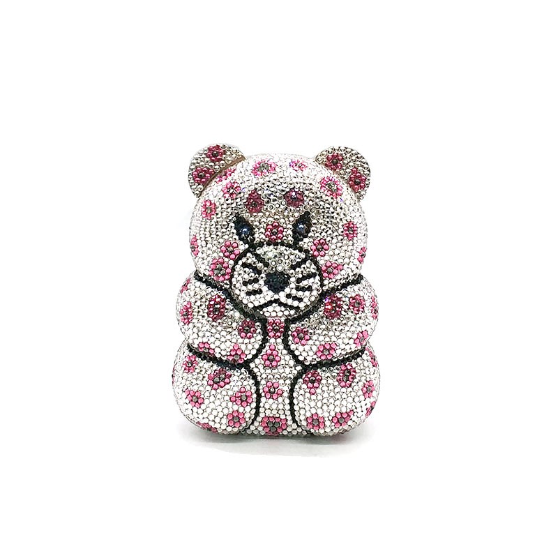 Women's Perforated Bear Handbag,Bear Perforated Crystal Handbag,Cocktail Purse,Shoulder Bag,Gifts