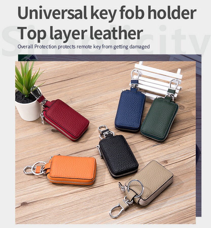 2022 New Genuine Leather Car Key Holder For Men Unisexl Keys Bag Men Leather Key Bag Women Zipper Key