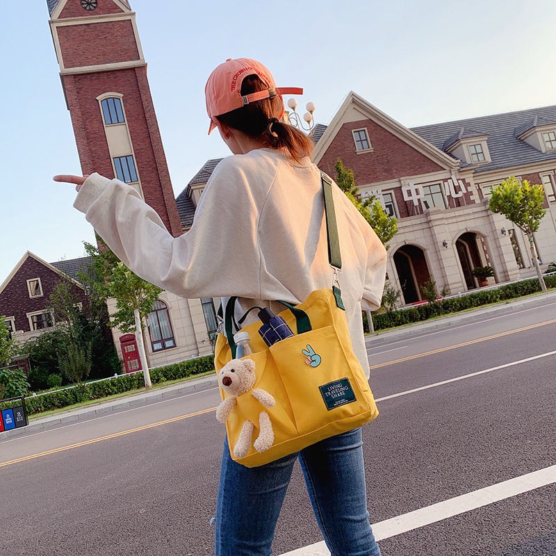 Women Canvas Handbags Female Shopping Bags Shoulder Bag Environmental Storage Bag Reusable Foldable Eco Grocery Bags Bolso