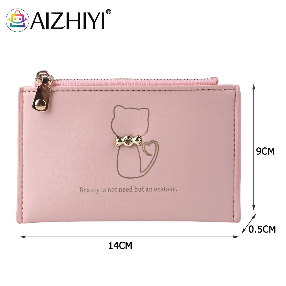 Fashion Women Cat Printing Credit Card ID Card Multi Slot Card Holder Ladies Casual PU Leather Small Coin Purse Wallet Case