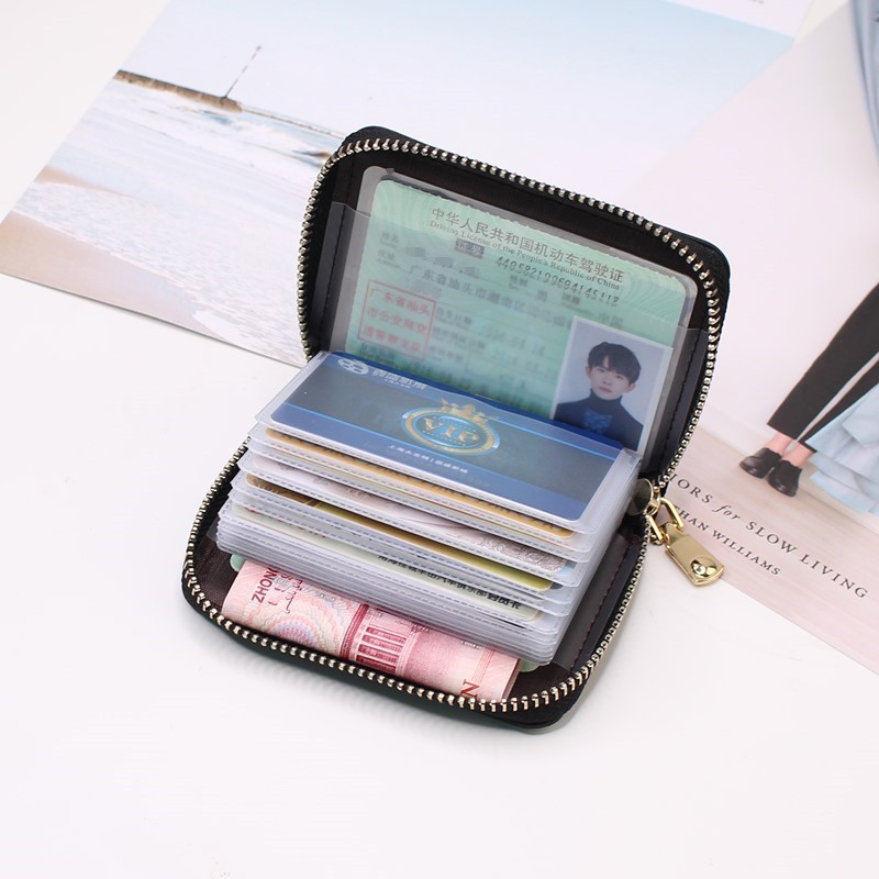 Women/Men Business Card Holder Wallet Case Red/Black/Grey/Yellow/Blue/Purple Credit Card Case 26 Bit Zipper Card Wallet