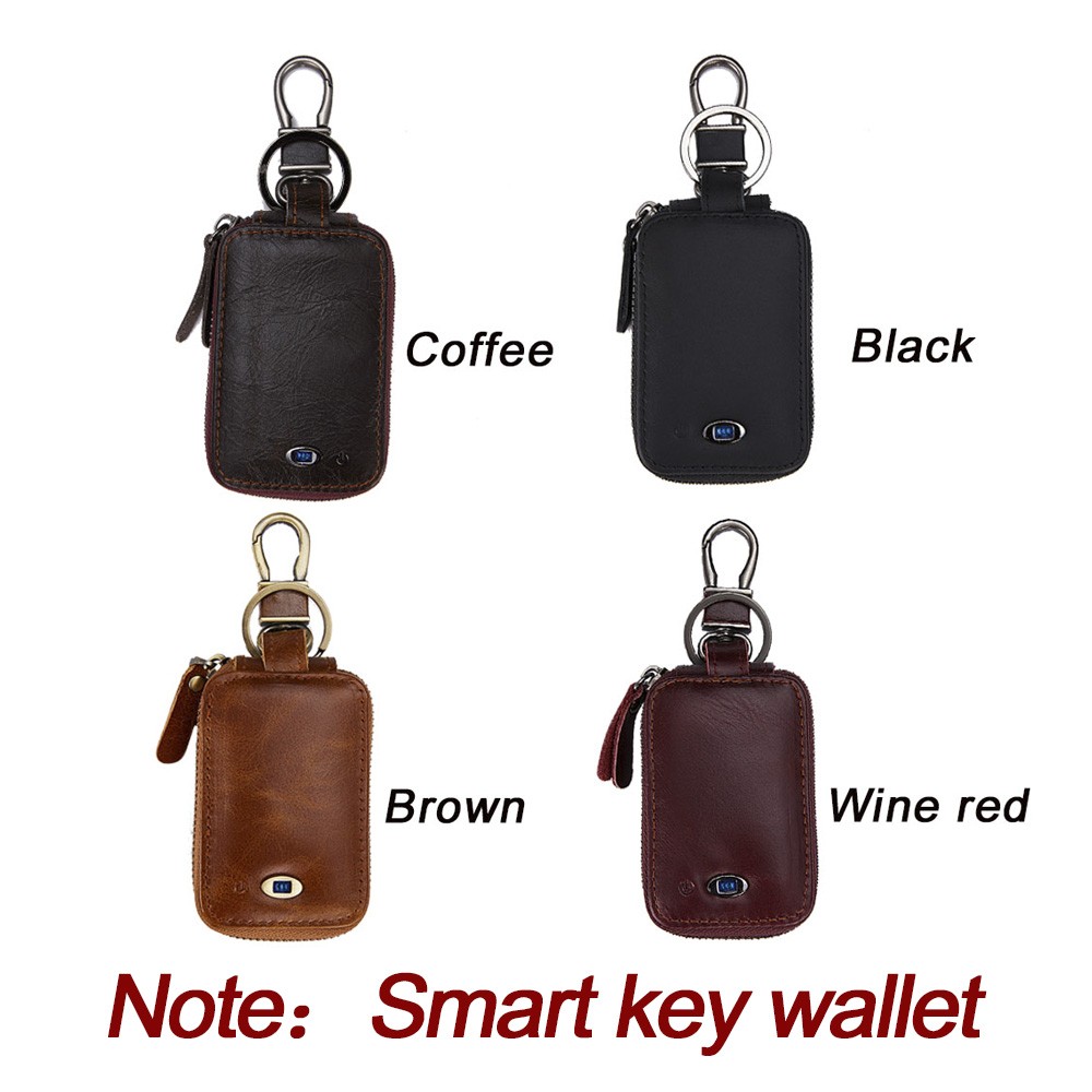 Smart Bluetooth Compatible Tracker Genuine Leather Wallet Keys Organizer Men Smart Car Holders Housekeeper Keychain Men