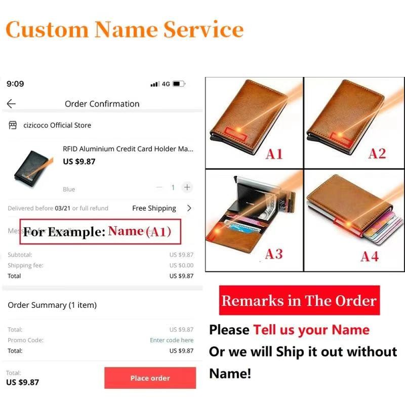 Custom Name Credit Card Holder Men Double Carbon Fiber Counter Rfid Card Holder Metal Wallet Business Bank Credit Card Small Wallet