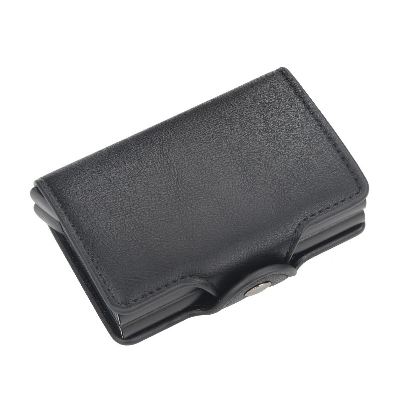 Men Wallet With Buckle Double Layer Aluminum Alloy Fashion Card Holder Casual Credit Card Holder Slim Small Wallet For Men