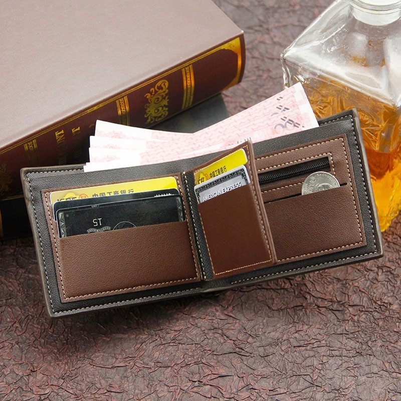 Men's Leather Wallet Business Foldable Luxury Wallet Billfold Slim Hipster Credit Card Holders Insert Coin Purses Vintage Walls