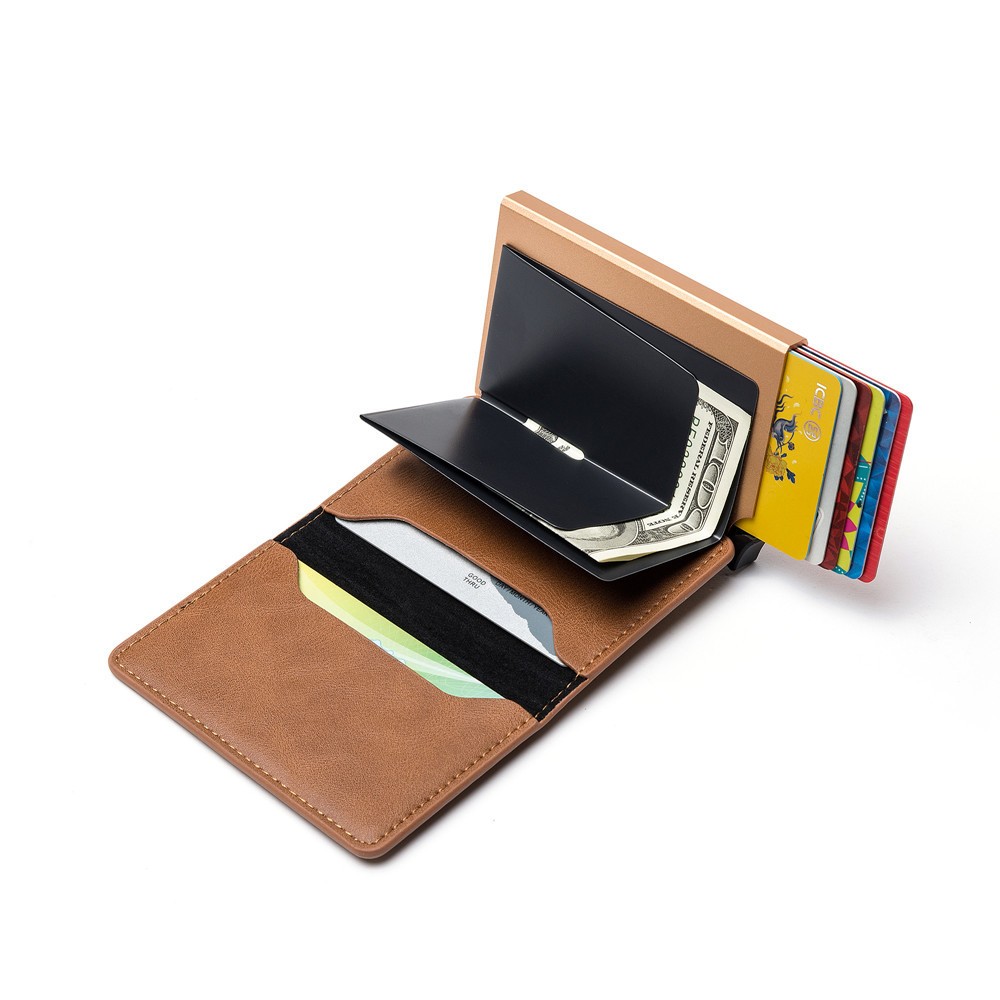 Automatic RFID Aluminum Alloy Card Holder Anti-Theft Protected Card Holder