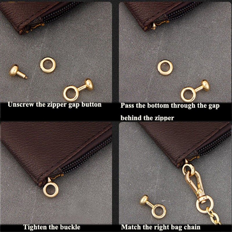 2pcs/set Pure Copper Bag Zipper Conversion Buckles Accessories DIY Handbag Repair Kit Replacement Chain Buckle Tuning Hardware Parts