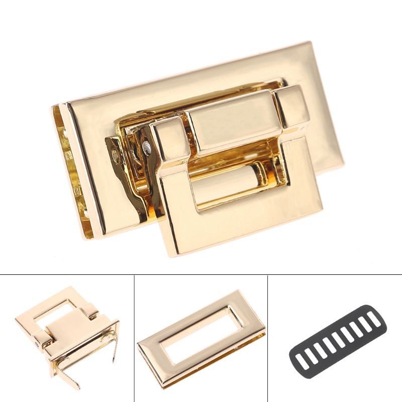 1PC Rectangle Shape Clasp Turn Lock Twist Lock DIY Leather Handbag Replacement Bag Hardware Accessories 4 Colors