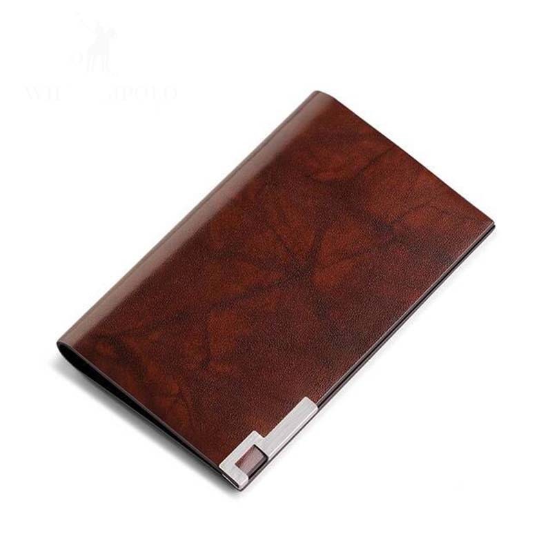 Men Wallet Fashion 100% Real Leather Card Holder Metal Wallet Credit Card Case PL185142