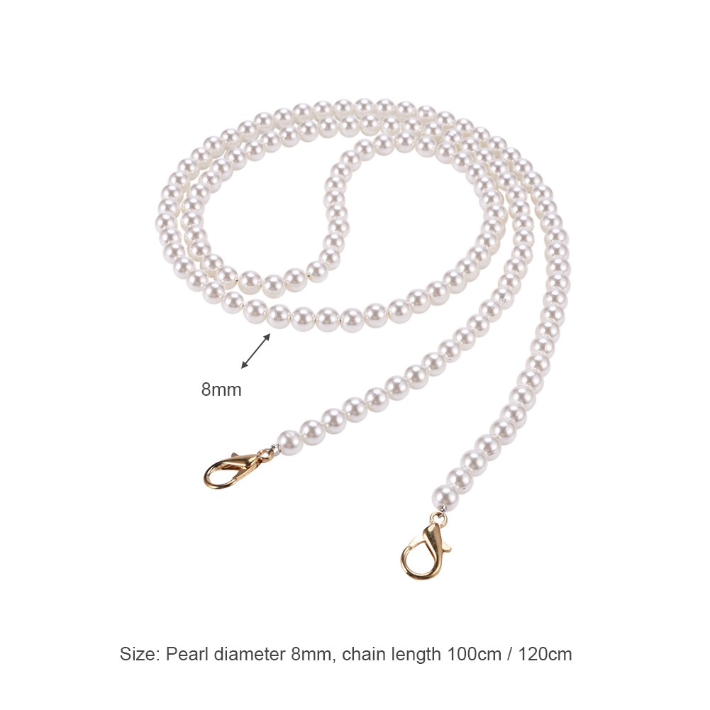 100/120cm Pearl Bag Strap Handbag Handles DIY Purse Replacement Long Beaded Chain For Shoulder Bag Straps Pearl Webbing