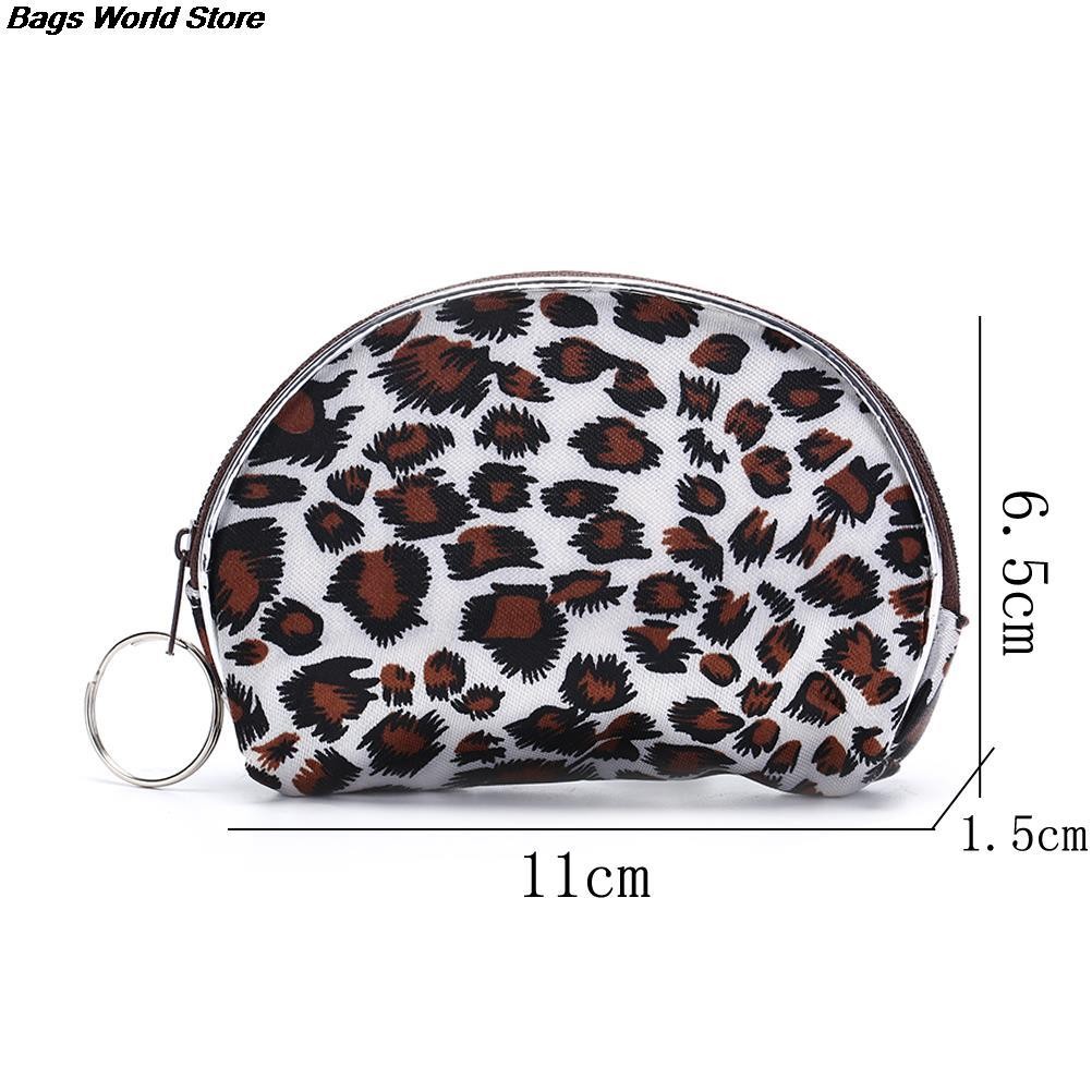 2pcs Mini Wallet Peach Heart Zip Wallet Women Clutch Bag Coin Purse Wallet Leopard Leopard Random