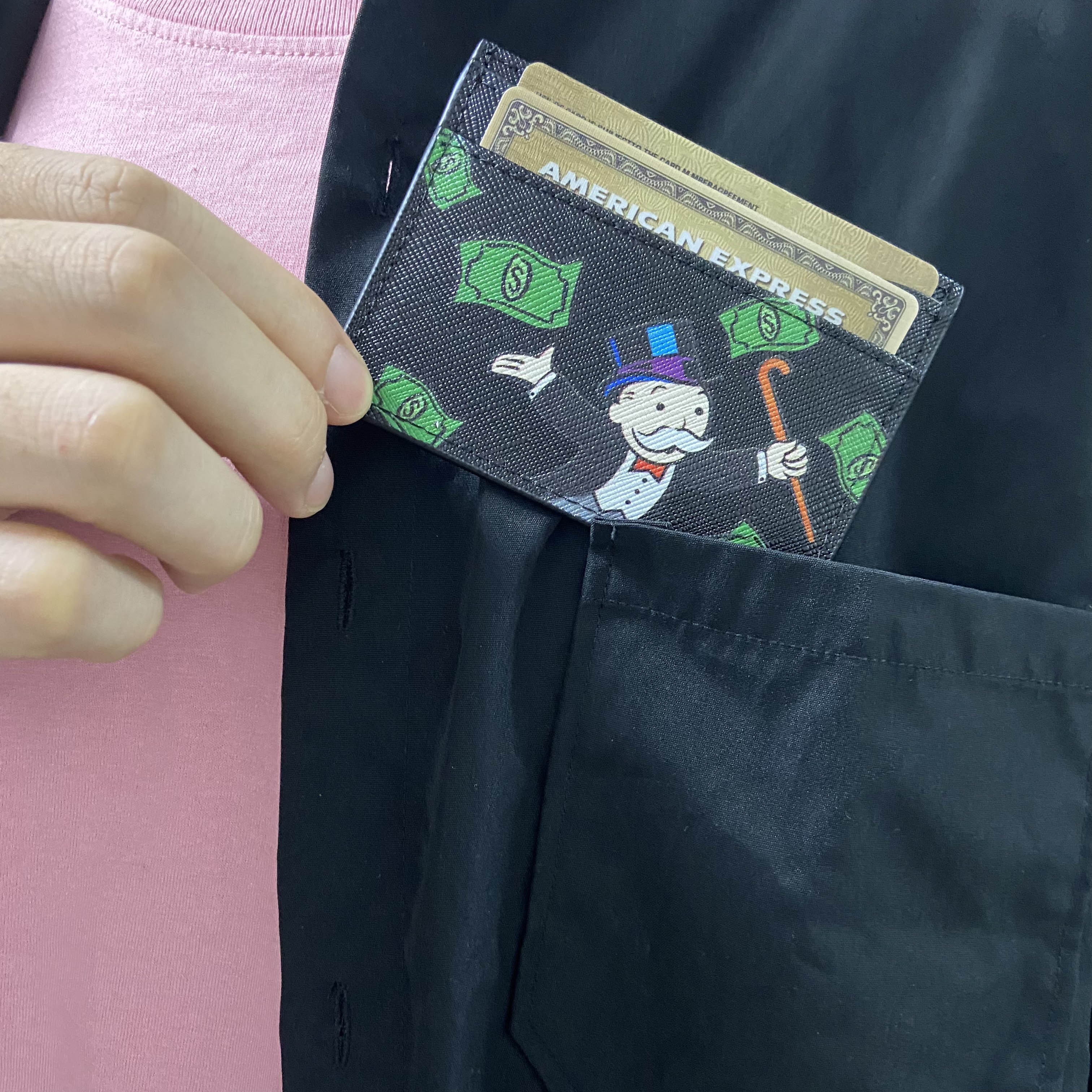 Original Holifend Unite Richie Rich Alec Monopoly Genuine Leather Card Case Credit ID Card Holder Small Wallet Men Gift